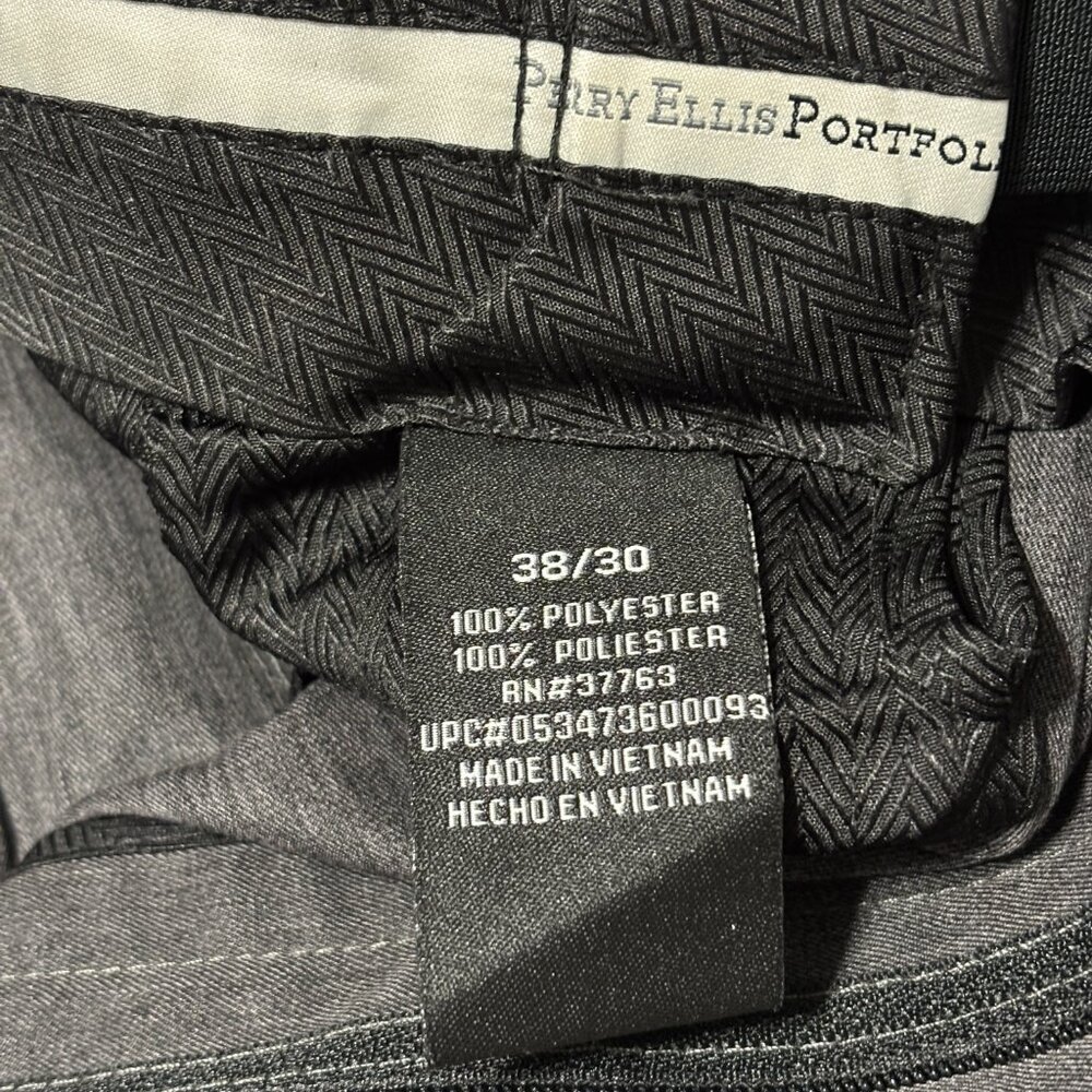 Perry Ellis Portfolio Dress Pants‎ 38x30 Heather Gray Pleated Cuffed Classic Fit - Picture 6 of 10